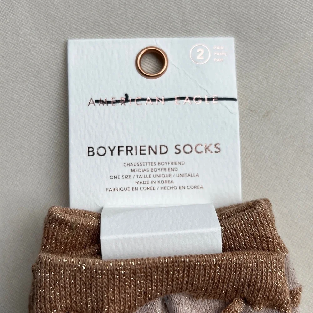 American Eagle Outfitters Boyfriend Star Shimmer Socks 2 Pack